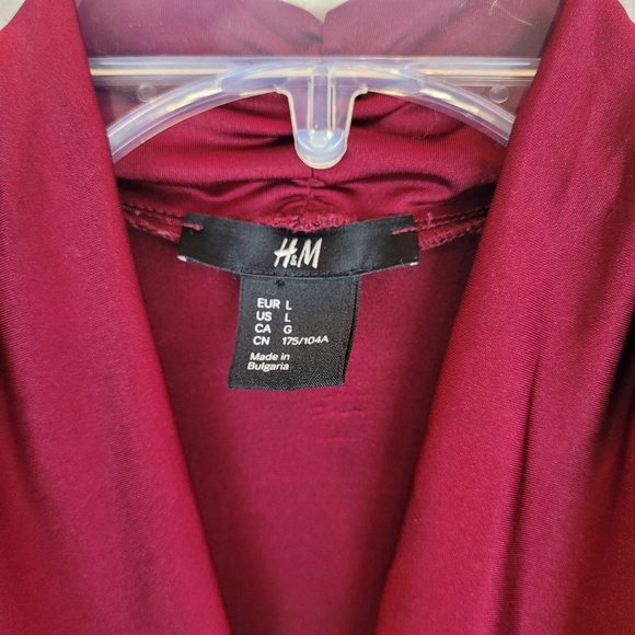 H&M burgundy scoop neck drape front sleeveless dress Y2K indie sleaze slinky L - Picture 3 of 9